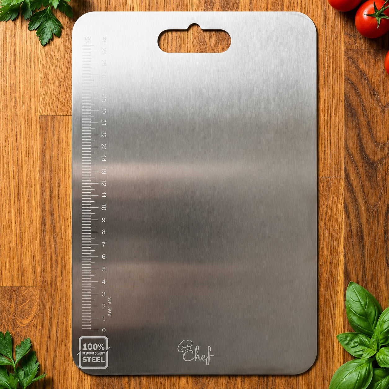 Large Stainless Steel Cutting Board – 31x20.5cm with Scale
