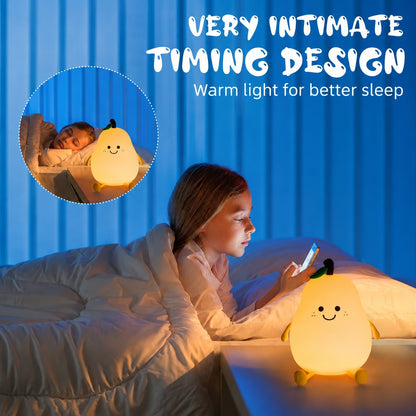 Pear Silicone Night Lamp – Multi-Color LED & Touch Control