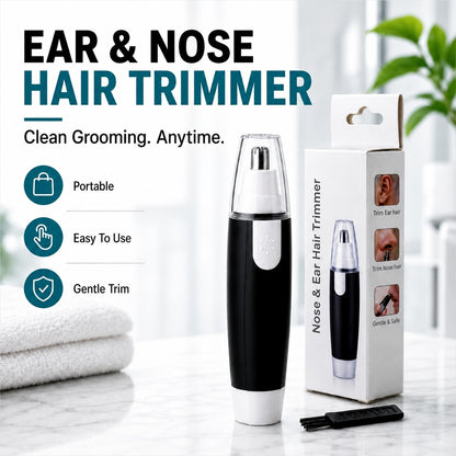 Eyebrow & Nose Hair Trimmer – Painless, Battery-Operated